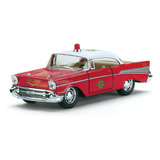 Miniatura Carro Antigo Chevrolet Bel Air Bombeiro 1957 1/40 Cor Vermelho