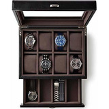 Joyero - Tawbury Black Leather Watch Box Organizer For Men 8