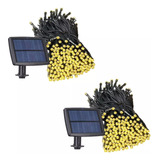 Luz Guirnaldas Led Solar 200 Led 22 Mts Calido Pack X 2 