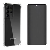 Capa Case Para Galaxy S21 Ultra + Pelicula Fosca Privacidade