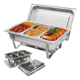 Chafer Bufetera 3 Espacios De Acero Inoxidable Para Chef 9l