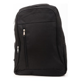 Mochila Porta Notebook Con 3 Cierres Grande 40x25x18 Color Negro Diseño De La Tela Liso