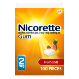 Goma De Nicotina 2 Mg Nicorette 100 Unidades Sabor Fruit