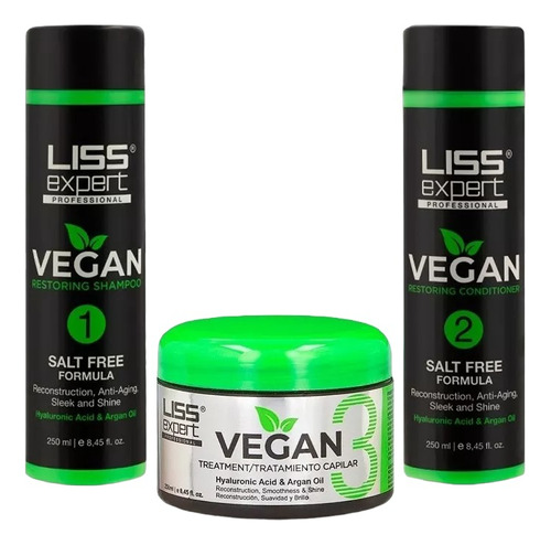 Kit Liss Expert | Vegan | Shampoo, Acon, Masc Brillo Repara