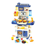 Cozinha Infantil Completa Com Fogão Água Som Vapor Luz 74cm Cor Azul