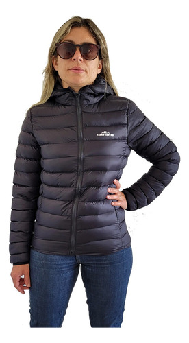 Campera Mujer Invierno Inflable Impermeable Capucha Bolsa