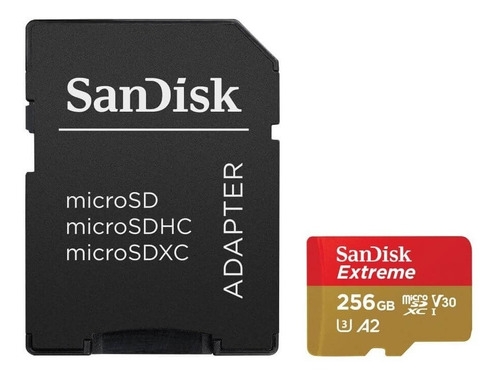 Cartão De Memória 256gb Sandisk Extreme Microsdxc 190mb/s