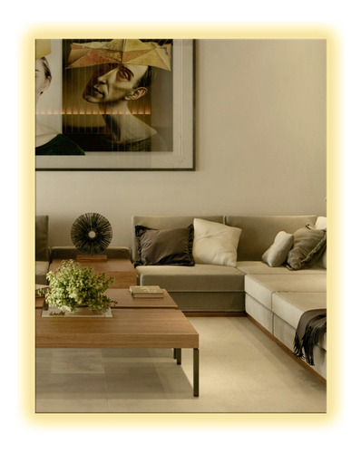 Espejo Bronce Rectangular Pulido Con Luz Led De 60x100 Cm