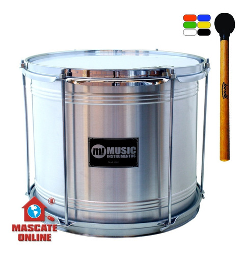 Surdo Samba Alumínio 24 Pol 50cm Music 414ls + Baqueta