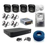 Kit Cftv Giga Completo 4 Câmeras Dvr Balun Hd500g + 100mcabo