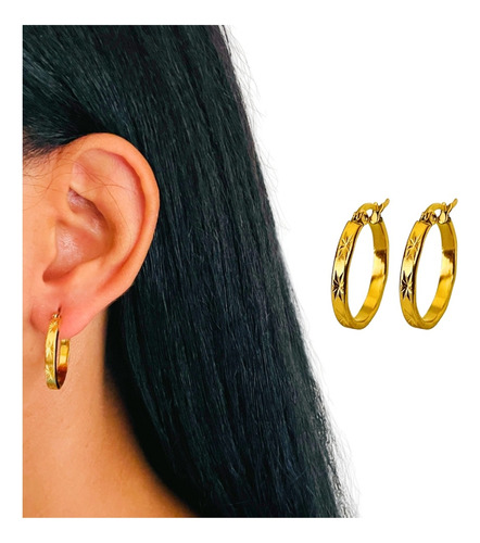 Aretes Moda Mujer Acero Inoxidable Candonga Curvas