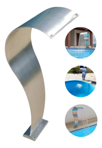 Cascata Naja Média 90 X 40 Cm De Piscinas Em Aço Inox Csclau