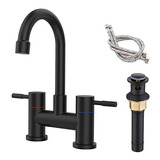 Grifo Lavabo Negro Mate 2 Manijas 4puLG Centro, Moderno Con