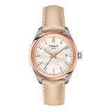 Reloj Mujer Tissot T150.210.26.111.00 Pr 100 Color De La Correa Beige Color Del Bisel Rosa Color Del Fondo Blanco