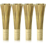 4 Cepillos De Bambú 30 Cm Limpieza Wok Sartén Olla Cocina 