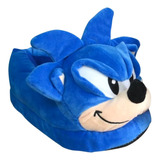 Pantufla Sonic Peluche Suave Tacto Niño Azule Suela Gruesa