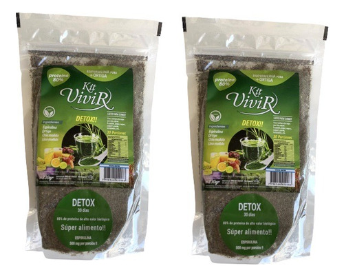 2x Kit Vivir Proteina Espirulina Pura 100% Natural - Dw