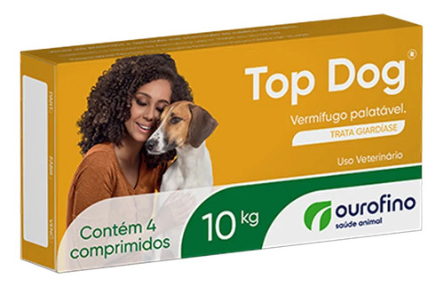 Top Dog Vermifugo C/4 Comp. Cães Até 10kg Ouro Fino Cor Beje Peso Máximo Do Animal 10 Kg Peso Mínimo Do Animal 1 Kg