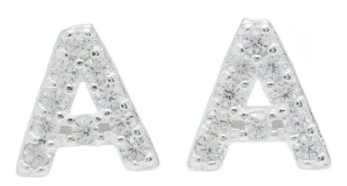 Arete Broquel Letra Inicial 100% Plata Fina 925 Regalo Amor