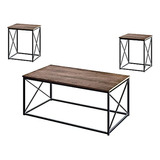 Azl1 Life Concept Modern Coffee Table, 3pc, Dark Oak3