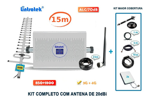 Super Kit Repetidor Amplificador Celular 850mhz/1800mhz 70db
