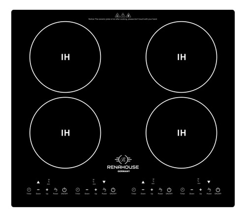 Estufa De Inducción 4 Puestos Empotrable 4x900w 9 Niveles