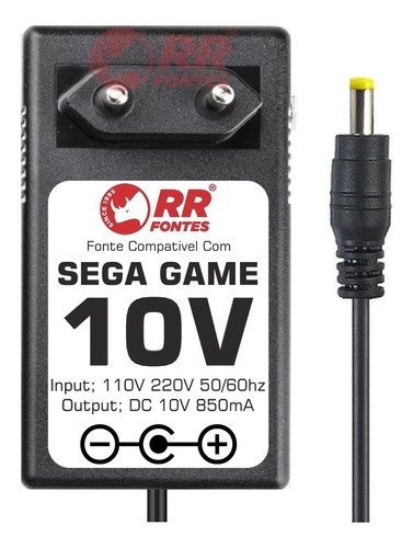 Carregador Fonte  Para Video Game Gear Sega 10v 850ma Bivolt