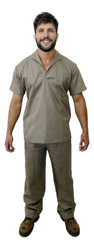 Uniforme Jaleco Camisa Manga Curta E Calça Brim 100% Algodão
