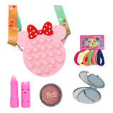 Kit Maquiagem Infantil Mini Bolsa Pop It Batom Espelho