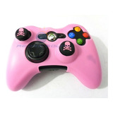 Funda De Silicon Control Xbox 360 Rosa Con 2 Grips Skull