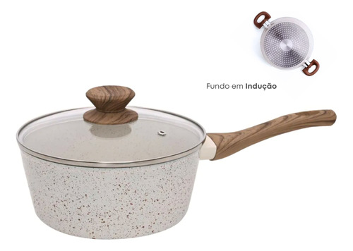 Panela Antiaderente Cerâmica 16cm Fogão Indução Avulsa 1,3l