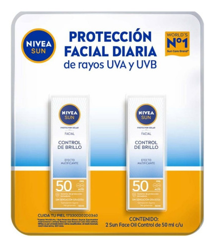 Protector Solar Nivea Sun Control De Brillomate Fps50 2 Pza 