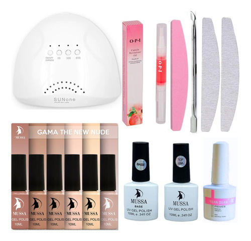 Kit Gelish 6pz Lámpara Base Top Limas Aceite Cutícula 