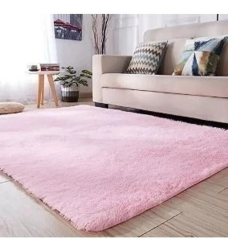 Tapete Cabelo Longo Costa Oro Shaggy Cor Rosa Felpudo De 2m X 1.5m