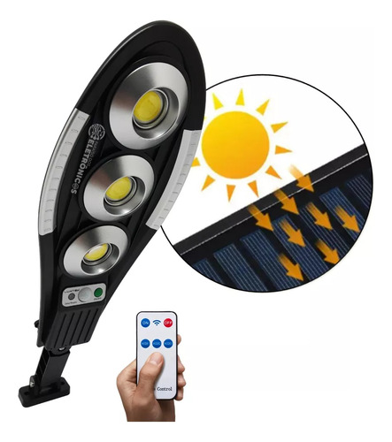 Refletor Luminária Solar Led Cob 150w Com Sensor E Controle