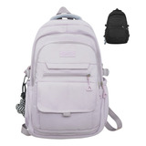 Mochila Escolar Viaje Bolsa Mochilas Para Laptop 16 In 3 Capas 40 L Color Lavanda Diseño De La Tela Liso