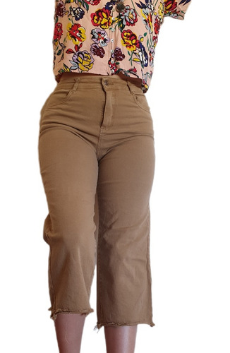 Pantalón Jeans Mom Marrón Efecto Gastado Vintage Oxford