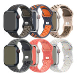 6 Correas Silicona Deportiva Para Apple Watch Ultra 9 8 7 Se