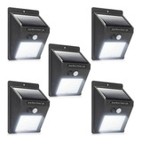 Kit 5 Luminaria Solar Luz Led Com Sensor Presença Automático