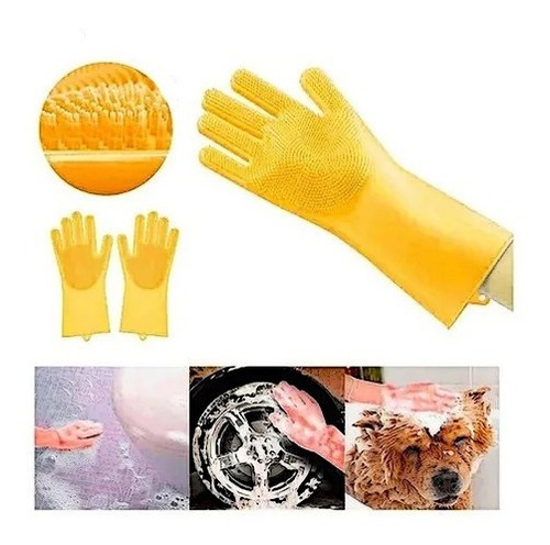 Guantes Silicona Multiusos Lava Vajilla Baño Mascotas Carro 