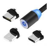 Cabo Magnético 3 Em 1 Micro Usb V8 Compativel Android/iPhone Cor Sortido