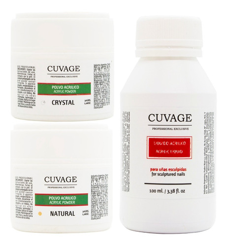 Cuvage Kit Polímero X2 + Monómero Uñas Esculpidas Manicuría