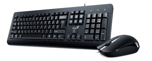 Kit De Teclado Y Mouse Alámbrico Genius Km-160 De Color Negro- En Español