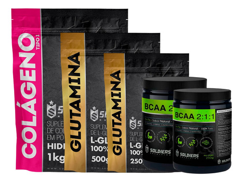 Kit: Bcaa 750g + Glutamina 750g + Colágeno 1kg