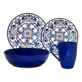 Set Vajilla 16 Pzas Corona Mosaico 4x4 Platos Tazas Cera