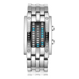 Curious Binary Watch Led Light Blue Electronic Woman