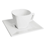 Taza De Cafe C Plato 75 Cc Cuadrado Blanco Porcelana Oxford