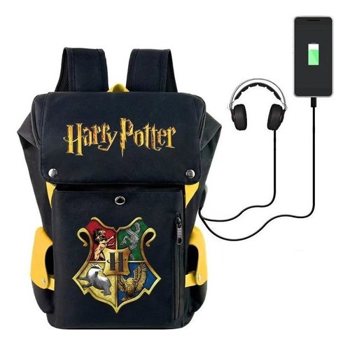 Mochila Harry Potter Con Conector Para Auriculares, Puerto U