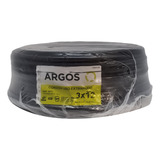 Cable Uso Rudo 3x12 Argos 100% Cobre 600v Caja 100 M Negro
