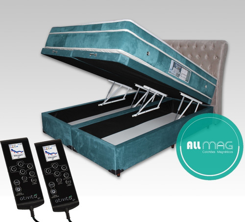 Colchão Magnético King Size Com 2 Massageadores Cromoterapia + Box Baú Premium